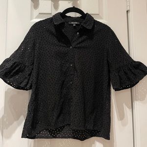 Madewell Black Eyelet Top Size XS